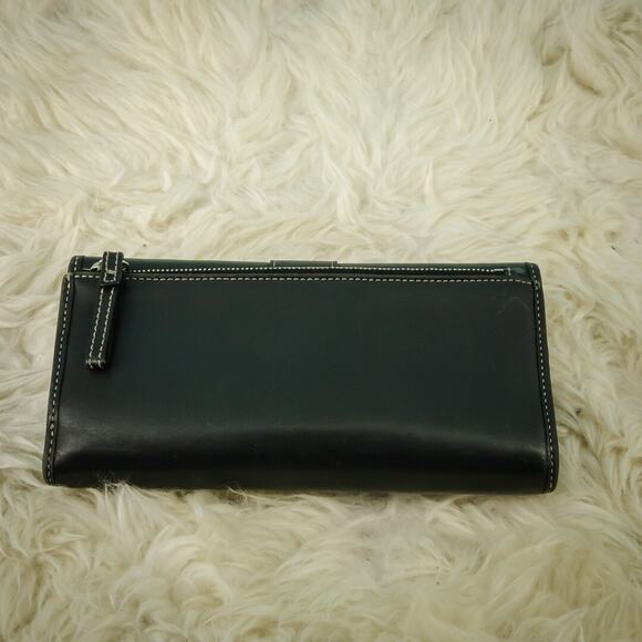 Coach Hamilton Black Leather Continental Style Snap Tri Fold Wallet Checkbook - Picture 3 of 6